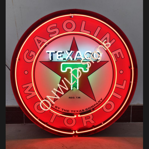 Gasoline Texaco Motor Oil Neon Sign in a steel can WL-AUN28-1 Gasoline Texaco Motor Oil Neon Sign in a steel can WL-AUN28-1