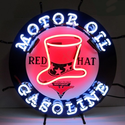 Red Hat Motor Oil Gasoline Neon Auto Sign WL-MOG182 Red Hat Motor Oil Gasoline Neon Auto Sign WL-MOG182
