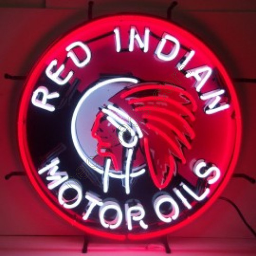 Red Indian Motor Oils Neon Motorcycle Sign WL-NCC027-B1