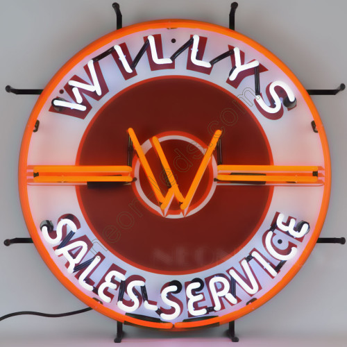 JEEP WILLYS SALES SERVICE NEON AUTO SIGN WL-JEEP04 JEEP WILLYS SALES SERVICE NEON AUTO SIGN WL-JEEP04