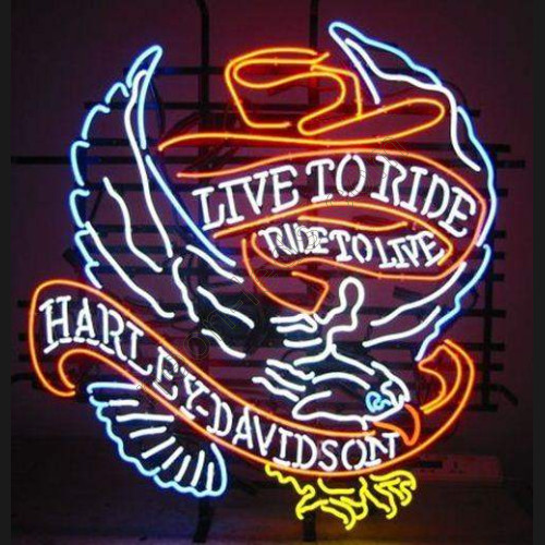 Harley Davidson Eagle Live To Ride Neon Motorcycle Sign WL-MOT011