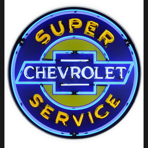 SUPER CHEVROLET SERVICE neon auto sign in steel can WL-SCH5 SUPER CHEVROLET SERVICE neon auto sign in steel can WL-SCH5