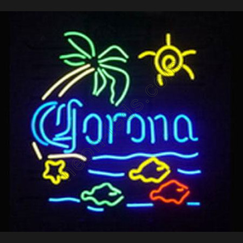 Corona Tropical Fish W Palm Tree Neon Sign WL-NBN020 Corona Tropical Fish W Palm Tree Neon Sign WL-NBN020