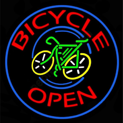Blue Round Bicycle Open Neon Sign WL-CYC103 Blue Round Bicycle Open Neon Sign WL-CYC103