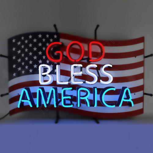 GOD BLESS AMERICA NEON SIGN WL-AUN119 GOD BLESS AMERICA NEON SIGN WL-AUN119
