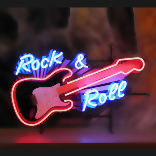 Rock n Roll guitar neon sign WL-NS876