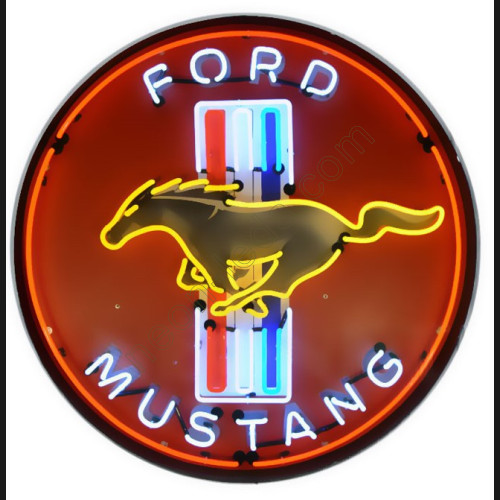 MUSTANG RED NEON SIGN in steel can WL-FOD218 MUSTANG RED NEON SIGN in steel can WL-FOD218