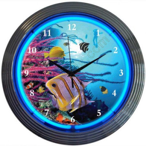 Aquarium wall neon clock WL-NCS002 Aquarium wall neon clock WL-NCS002