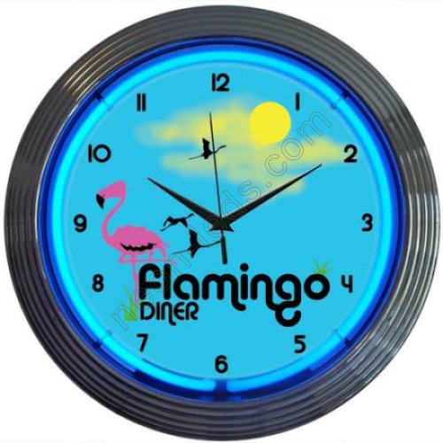 Flamingo Diner Neon Clock WL-NCS015 Flamingo Diner Neon Clock WL-NCS015