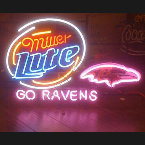 Miller Lite Baltimore Ravens Go Ravens Beer Light Neon Sign WL-NS840 Miller Lite Baltimore Ravens Go Ravens Beer Light Neon Sign WL-NS840