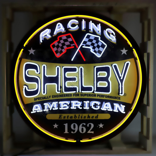 SHELBY RACING ROUND NEON SIGN in steel can WL-SHE2303 SHELBY RACING ROUND NEON SIGN in steel can WL-SHE2303